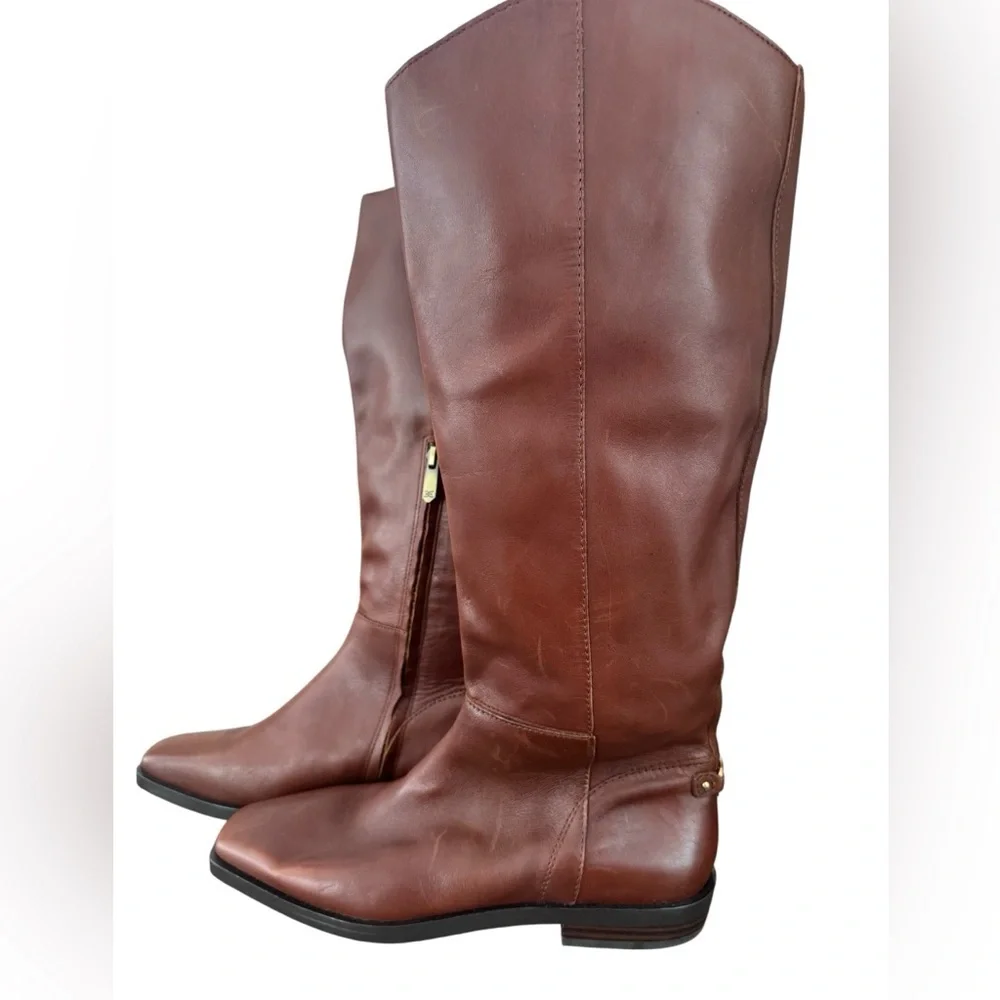 Sam Edelman Cesar Leather Riding Boots - Burnt Brandy - Square Toe - Size 7.5